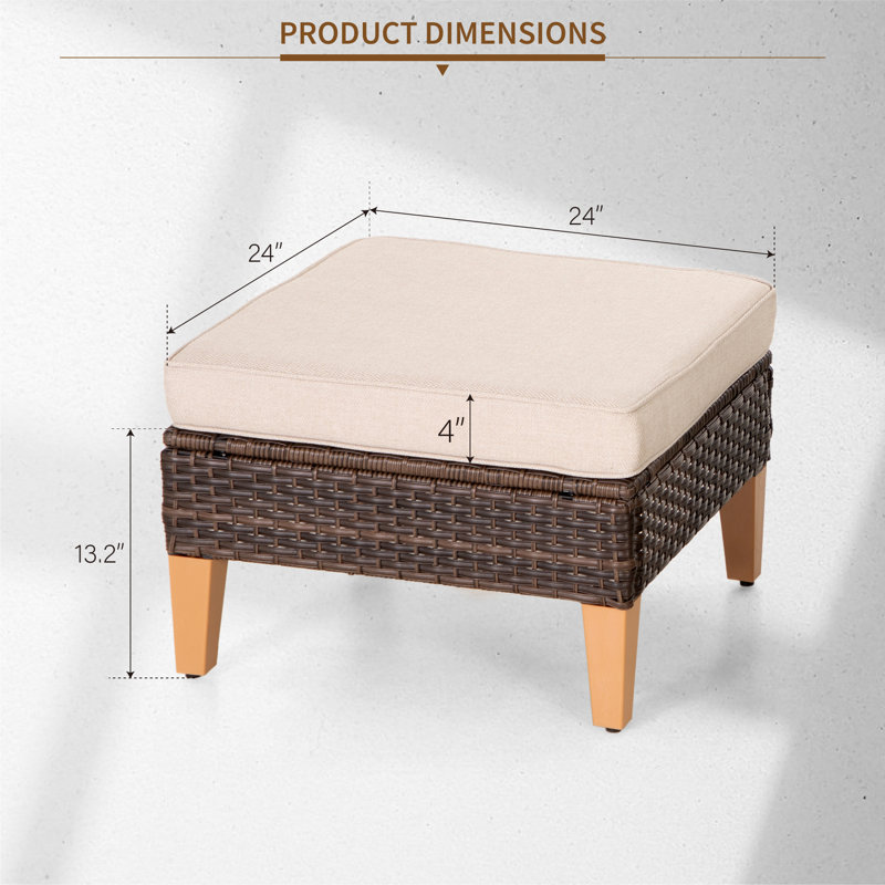 Lark Manor Argyri Wicker Outdoor Patio Ottomans & Reviews | Wayfair